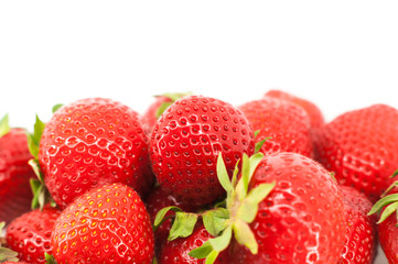 Sweet ripe strawberries with leaves isolated