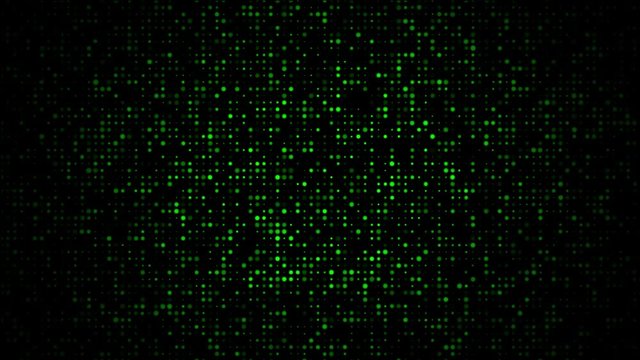 Pulsating green dots on black background