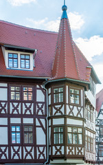 Fachwerkhaus im Zentrum von Halle als historisches Denkmal