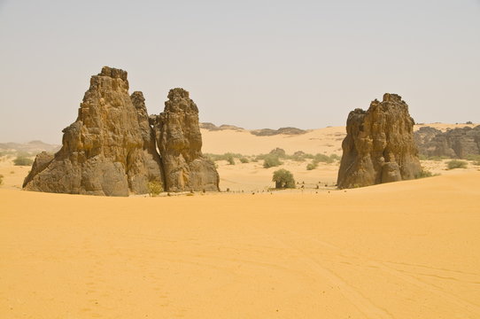 Strange rock formation La Vache Qui Pleure (the cow that cries), near Djanet, Algeria