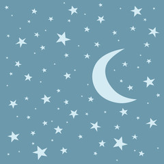 Naklejka na ściany i meble moon and stars background and pattern vector illustration