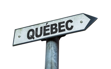 Quebec direction sign isolated on white background