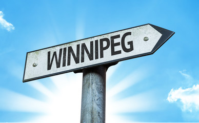 Winnipeg direction sign in a concept image