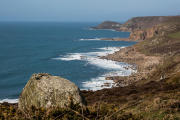 looking towards nanven and cape cornwall england uk
