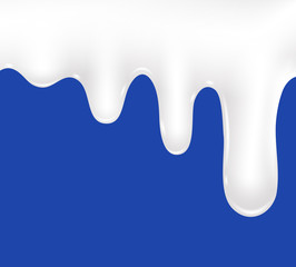Pouring vector milk flow on blue background.