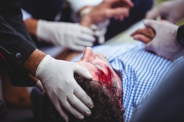Close-up of injured man