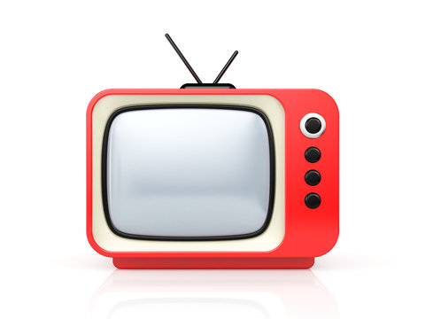 Red retro TV. 3d illustration