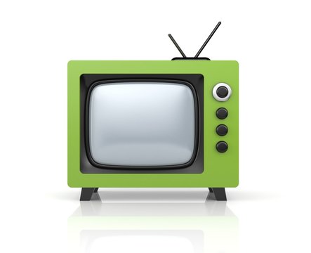 Green retro TV. 3d illustration