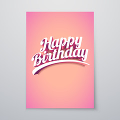 Happy Birthday 3d hand lettering typography poster