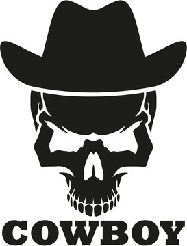 Cowboy skull with western hat