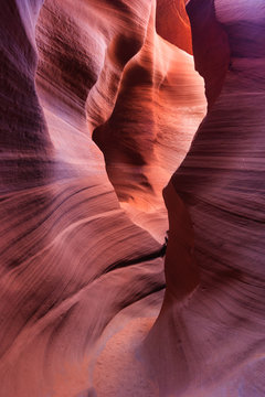 Colorful sandstone walls of Upper and Lower Antelope Canyon near Page,  Arizona