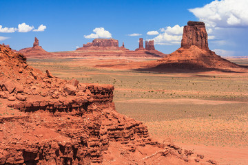 View of Monument Valley in Navajo Nation Reservation between Utah and  Arizona