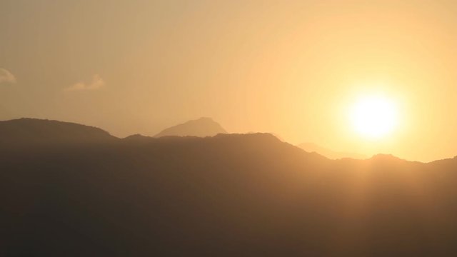 Time lapse of sunrise in the mountains Annapurna 3 and Machhapuchhre in Nepal