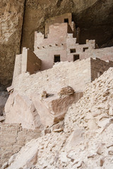 Cliff Palace, ancient puebloan village of houses and dwellings in Mesa Verde National Park, New Mexico,  USA