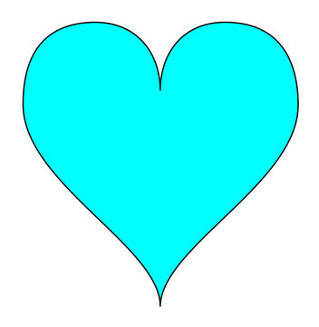 Simple aqua-blue heart isolated over a white background.