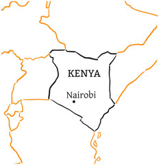Kenya hand-drawn sketch map
