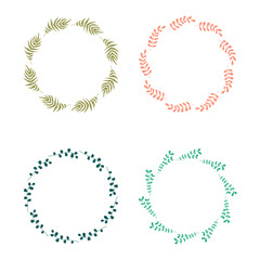 Hand drawn vector floral circle wreaths