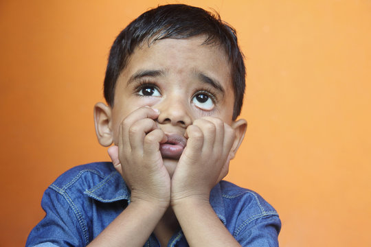 Portrait of Indian Boy Looking up