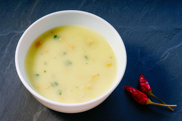 Creamed soup and pepper