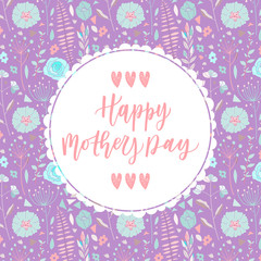 Happy mother's day hand drawn lettering congratulation card 
