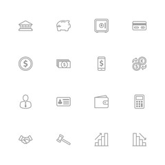 gray line business commercial and finance icon set for web design, user interface (UI), infographic and mobile application (apps)