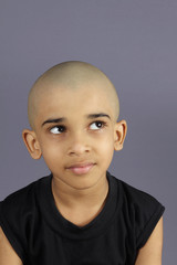 Portrait of indian little Boy Looking up