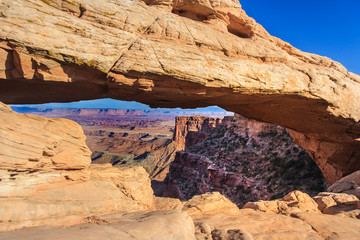 Mesa Arch at Canyonlands National Park from Dead Horse Point Overlook, Utah,  USA