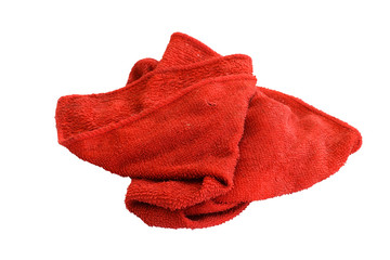 Dirty red cloth isolated on white background