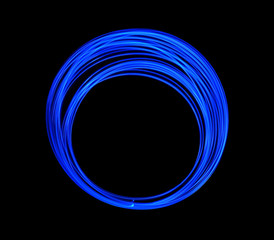 Blue Neon LED Long Exposure, LED Lighting Texture on Black Background