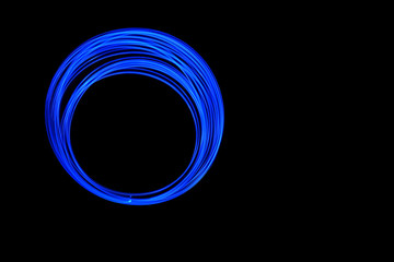 Blue Neon LED Long Exposure, LED Lighting Texture on Black Background