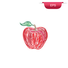 red apple, design element, sketch, vector illustration