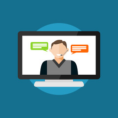 Video conference or video call.
