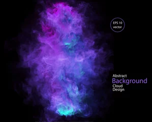 Fototapeten Vector abstract cloud. Smoke design. Vector illustration of deep blue, violet and purple, smoke on black. Abstract banner paints. Background for banner, card, poster, identity, web design © natashapankina