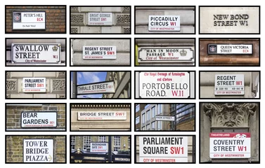 Crédence de cuisine en verre imprimé Londres Street sign from London collage