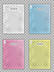 Plastic shopping bag package template. Vector illustration