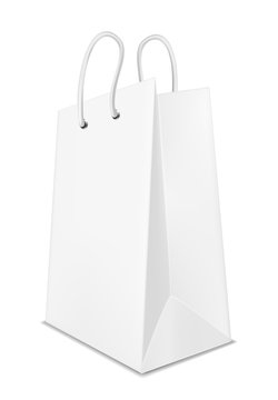 Vector illustration of white shopping paper bag