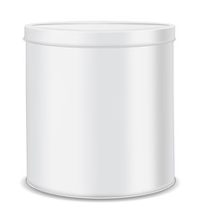 Round metal can for food, cookies and gifts.  Isolated on white