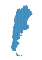 Blue hexagon Argentina map on white background. Vector illustration.