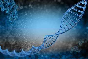 DNA molecules on science background in 3D illustration