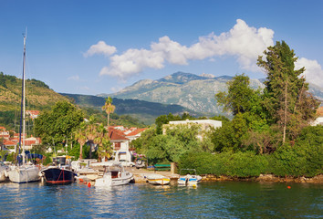 Fototapeta na wymiar View of Tivat city (marina Kalimanj) in summer, Montenegro