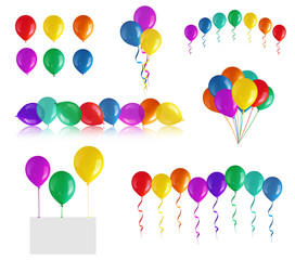 Set of children's party balloons isolated on white