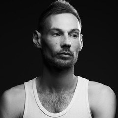 Close up portrait of handsome charismatic man posing 