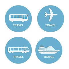 Vector illustration of colorful travel icons.