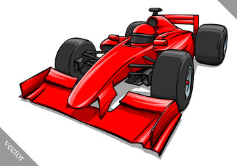 funny fast cartoon formula race car vector illustration art