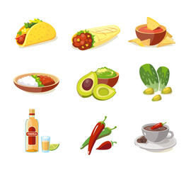 Vector illustration of Mexican traditional food