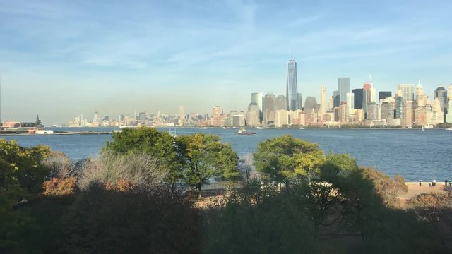 Jersey City and Manhattan from Liberty Island