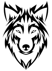 Beautiful wolf tattoo.Vector wolf's head as a design element on isolated background