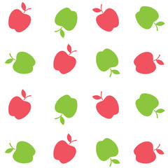 Apple pattern. Red and green apples background. Vector design.