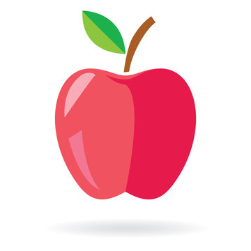 Red Apple with leaf icon. Apple vector design.