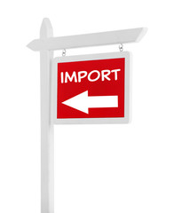 Sign with text import isolated on white
